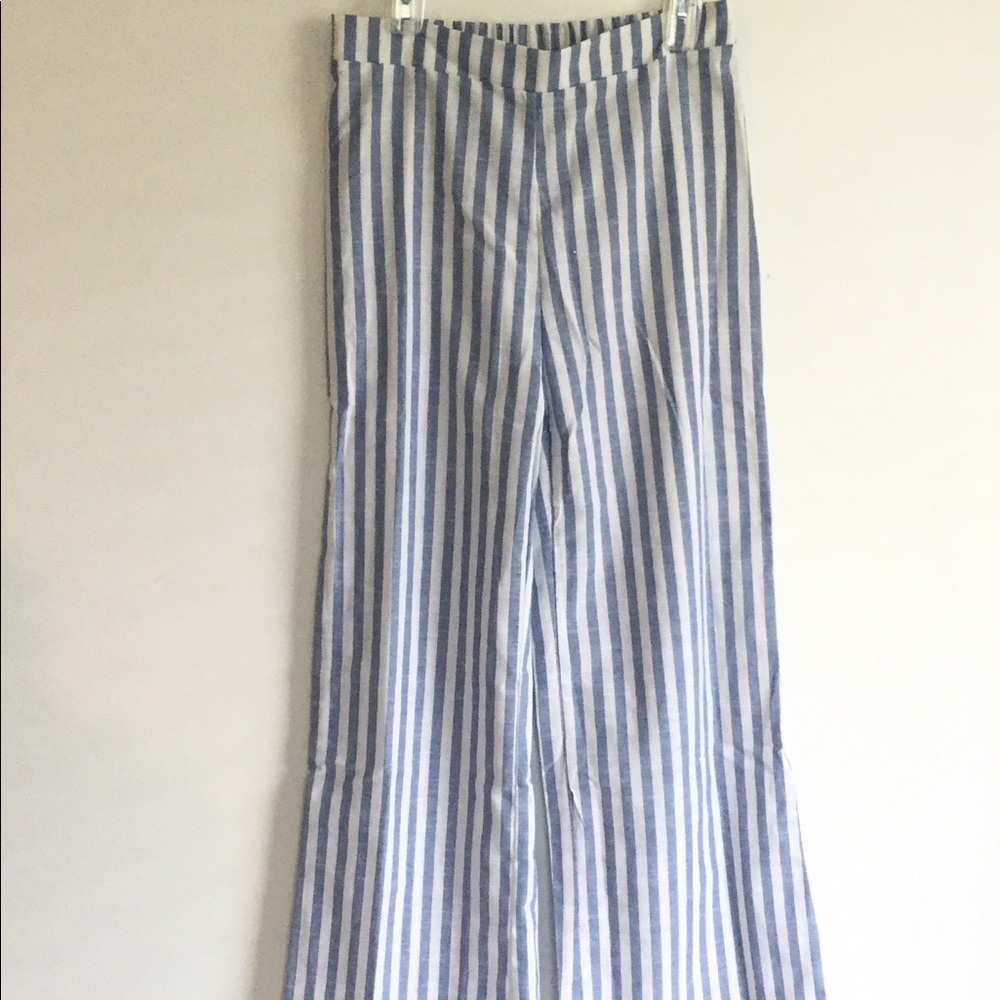 SHEIN Strapless  Blue White Striped  Top Pants Set - Picture 6 of 8